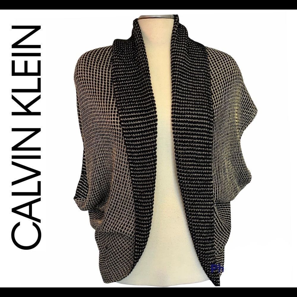 Calvin Klein Gold Black Openfront Cardigan Size M